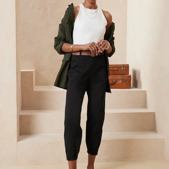 NWT Banana Republic Factory black chino jogger, size 10 - Picture 1 of 7